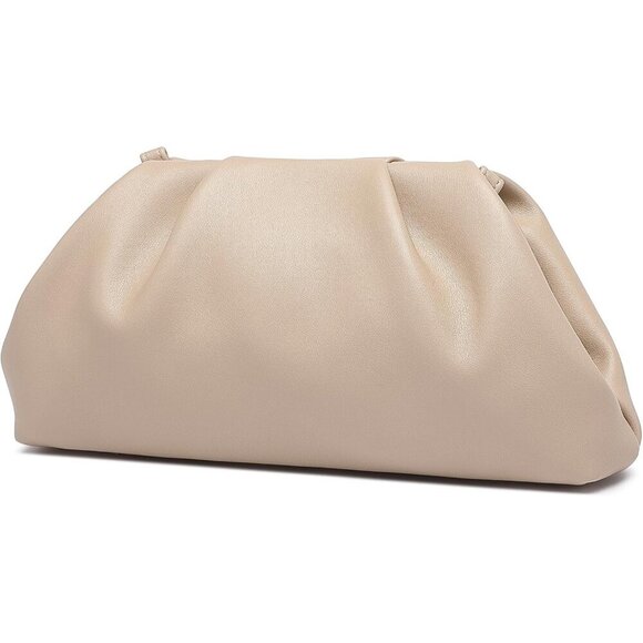 🆕Women Nude PU Leather Clutch Purse Elegant Formal Evening Bag Luxurious - Picture 1 of 8